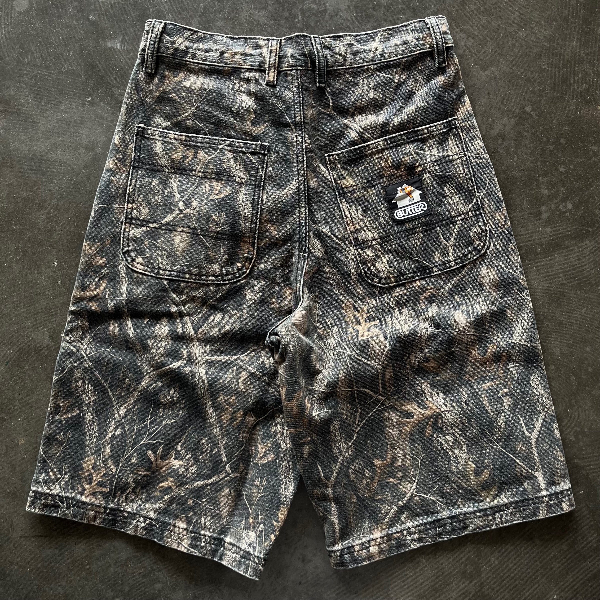 Butter Goods Work Shorts Forest Camo | Full Court Online